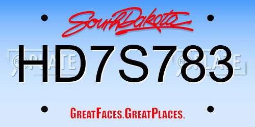 HD7S783 South Dakota License Plate