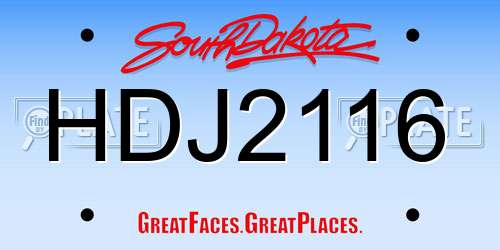 HDJ2116 South Dakota License Plate