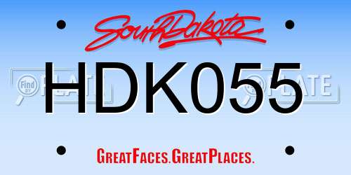 HDK055 South Dakota License Plate