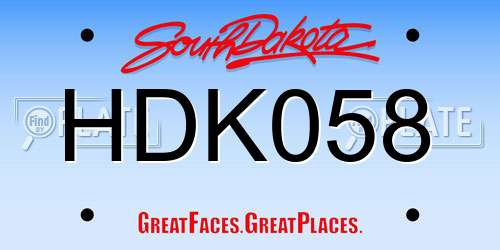 HDK058 South Dakota License Plate