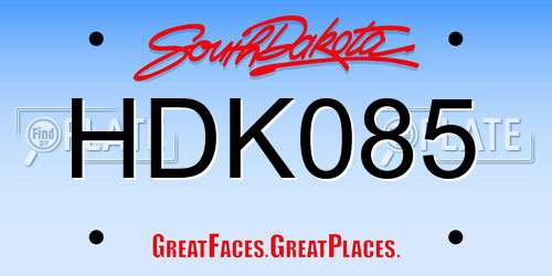 HDK085 South Dakota License Plate