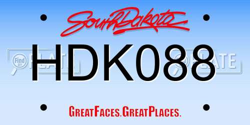 HDK088 South Dakota License Plate