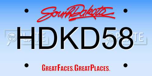HDKD58 South Dakota License Plate