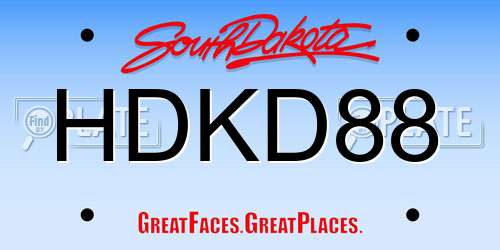 HDKD88 South Dakota License Plate
