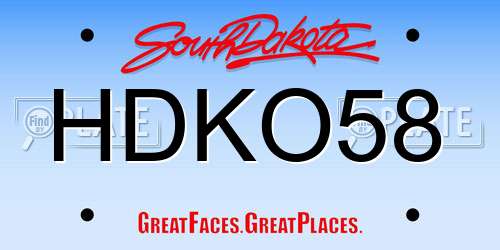 HDKO58 South Dakota License Plate