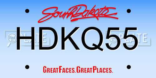 HDKQ55 South Dakota License Plate
