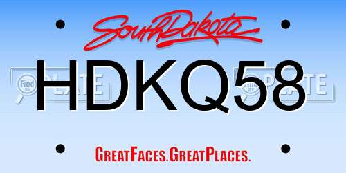 HDKQ58 South Dakota License Plate