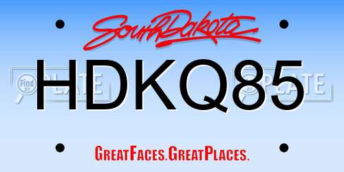 HDKQ85 South Dakota License Plate