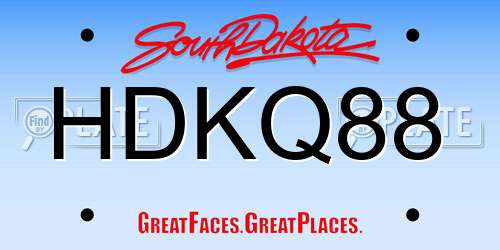 HDKQ88 South Dakota License Plate