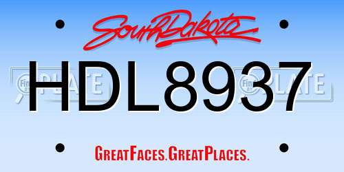 HDL8937 South Dakota License Plate