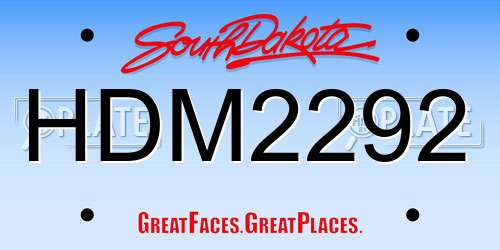 HDM2292 South Dakota License Plate