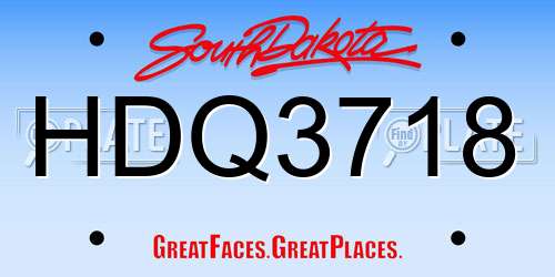 HDQ3718 South Dakota License Plate