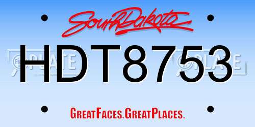HDT8753 South Dakota License Plate