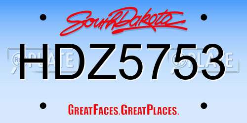 HDZ5753 South Dakota License Plate