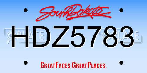 HDZ5783 South Dakota License Plate