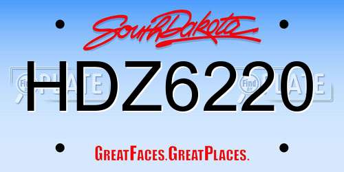 HDZ6220 South Dakota License Plate