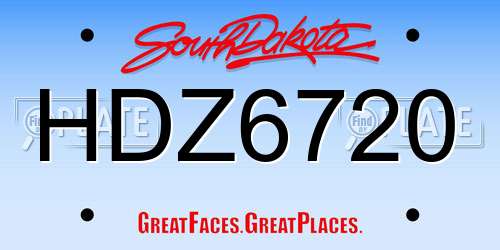 HDZ6720 South Dakota License Plate