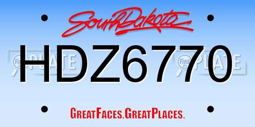 HDZ6770 South Dakota License Plate