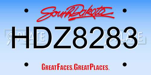 HDZ8283 South Dakota License Plate
