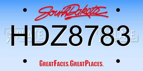 HDZ8783 South Dakota License Plate