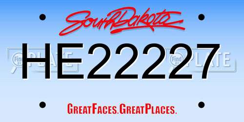HE22227 South Dakota License Plate