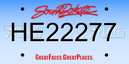 HE22277 South Dakota License Plate