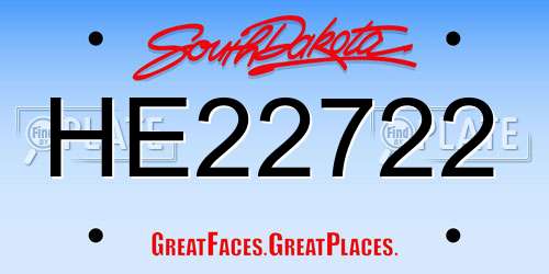 HE22722 South Dakota License Plate