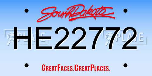 HE22772 South Dakota License Plate