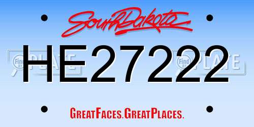 HE27222 South Dakota License Plate