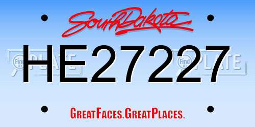 HE27227 South Dakota License Plate