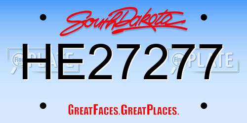 HE27277 South Dakota License Plate