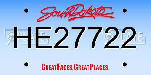 HE27722 South Dakota License Plate
