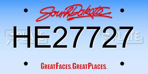 HE27727 South Dakota License Plate