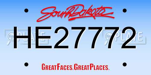 HE27772 South Dakota License Plate