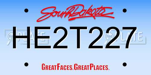 HE2T227 South Dakota License Plate
