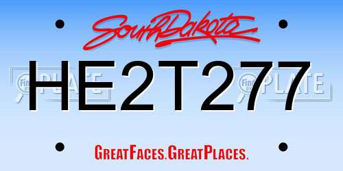 HE2T277 South Dakota License Plate