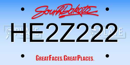 HE2Z222 South Dakota License Plate