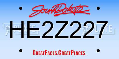 HE2Z227 South Dakota License Plate