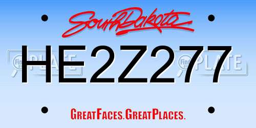 HE2Z277 South Dakota License Plate