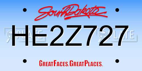 HE2Z727 South Dakota License Plate