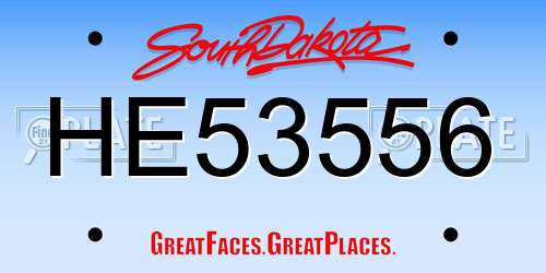 HE53556 South Dakota License Plate