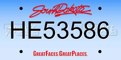 HE53586 South Dakota License Plate