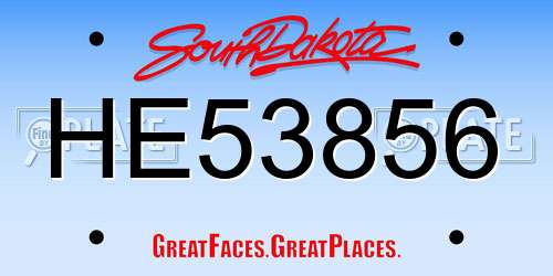 HE53856 South Dakota License Plate