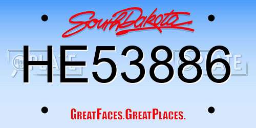 HE53886 South Dakota License Plate
