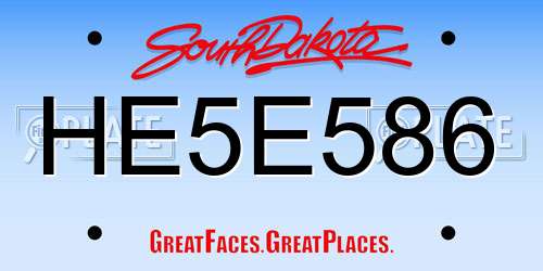 HE5E586 South Dakota License Plate