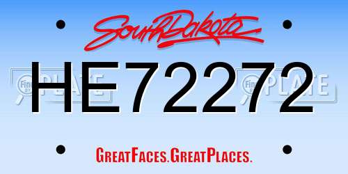 HE72272 South Dakota License Plate