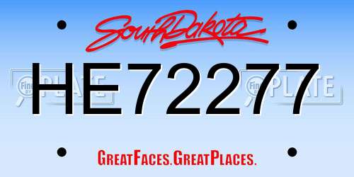 HE72277 South Dakota License Plate