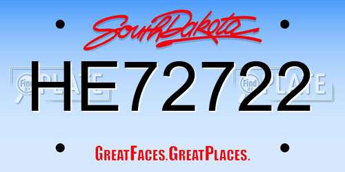 HE72722 South Dakota License Plate
