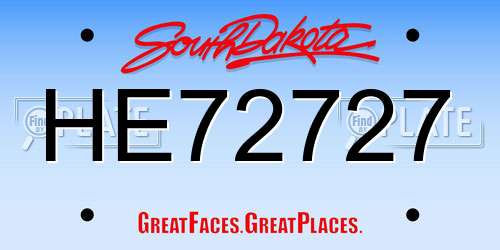HE72727 South Dakota License Plate