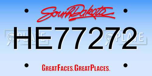 HE77272 South Dakota License Plate